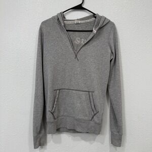Victoria's Secret PINK Grey Hoodie Love Pink‎ Logo Fleece Sweatshirt XS